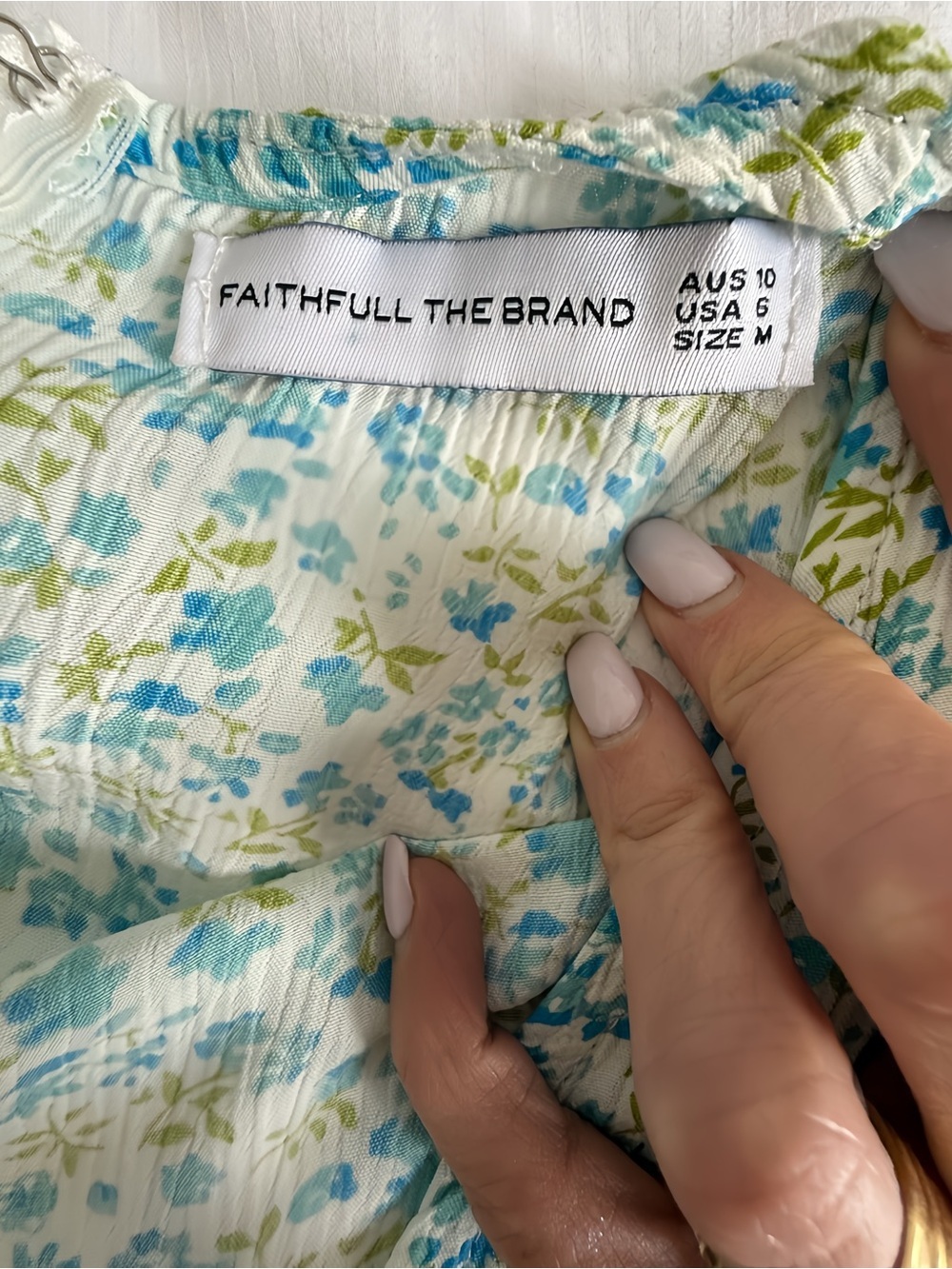 Faithfull The Brand Maud Midi Dress Tilde Floral Print Blue White Rayon Size 6 M - Picture 5 of 16
